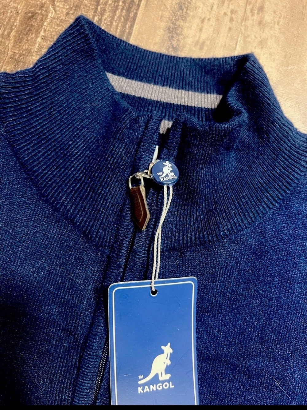 Kangol Men's Dark Navy Zip-Up Mock Neck Sweater NWT